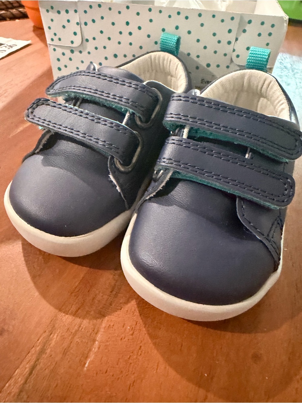Ten Little - Baby Navy Blue Leather Hook-and-Loop First Walkers Size 4.5